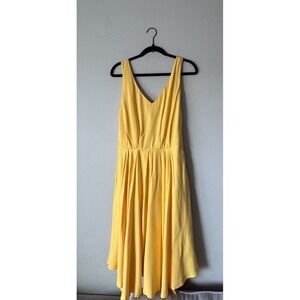 Modcloth Dress Size XL Yellow Tie Back Bright Yellow Sleeveless Retro READ
